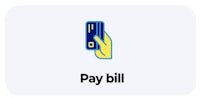 a hand holding a credit card with the word pay bill on it